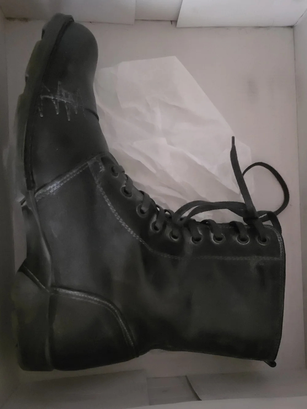 Steve Madden Boots Black Leather Gatsbys Mens Size 10